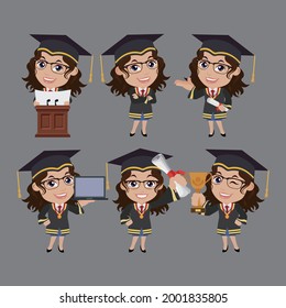 Graduate student characters with different poses
