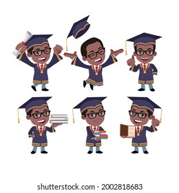 Graduate student characters with different poses