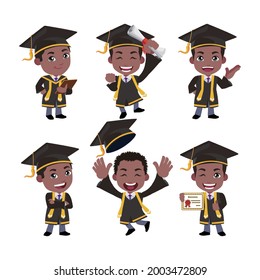 Graduate student characters with different poses