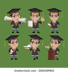 Graduate student characters with different poses