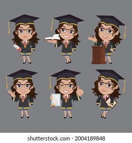 Graduate student characters with different poses