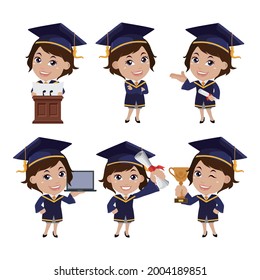 Graduate student characters with different poses
