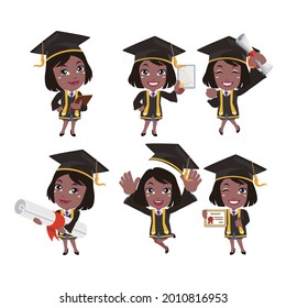 Graduate student characters with different poses