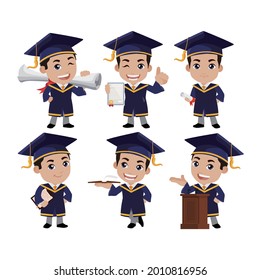 Personajes de estudiantes graduados con diferentes poses