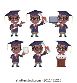 Graduate student characters with different poses