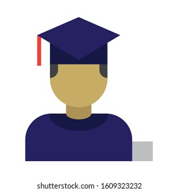 Graduate Student Flat Vector Illustration, School and Education Icon Theme