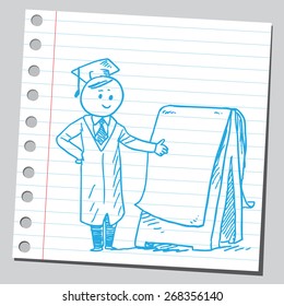 Graduate student with flipchart