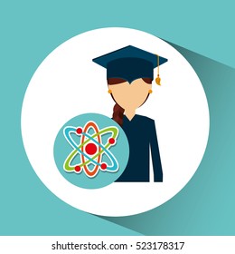 graduate student girl physics vector illustration eps 10