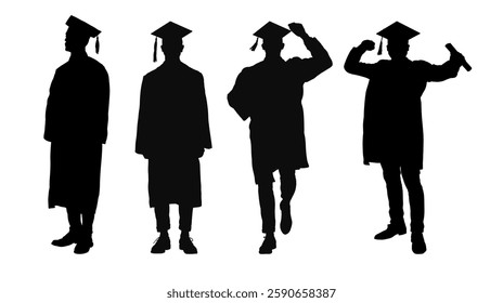  Graduate, student in graduation cap - silhouette