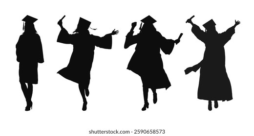  Graduate, student in graduation cap - silhouette