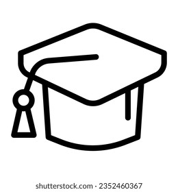 Graduate student hat line icon, education concept, hat for the university sign on white background, graduate hat icon outline style. Vector graphics.