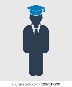 Graduate Student Icon. Editable vector EPS.