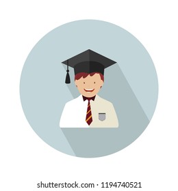 graduate student icon. Flat isolated illustration of graduation for any web design