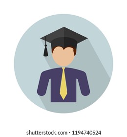 graduate student icon. Flat isolated illustration of graduation for any web design