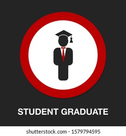 graduate student icon. Flat isolated illustration of graduation for any web design