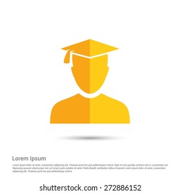 graduate student icon, pictogram icon on gray background. Simple flat metro design style. half shade cut icon. Flat design style. Vector illustration