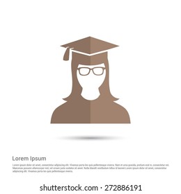 graduate student icon, pictogram icon on gray background. Simple flat metro design style. half shade cut icon. Flat design style. Vector illustration