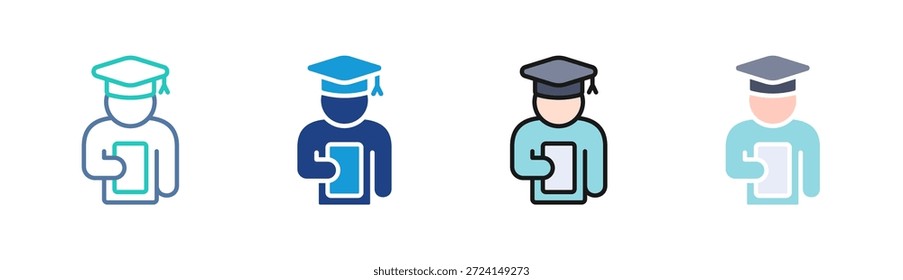 Ícone de aluno de pós-graduação definir coleção de vários estilos