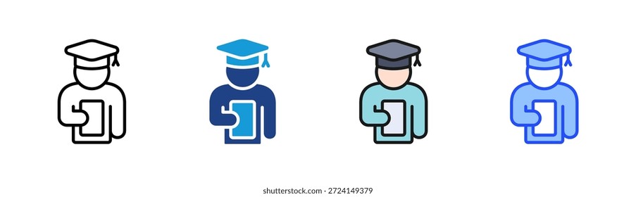 Conjunto de iconos de estudiante graduado colección de estilo múltiple