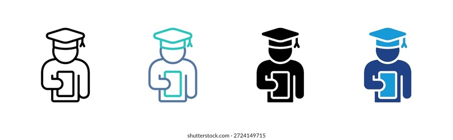 Ícone de aluno de pós-graduação definir coleção de vários estilos