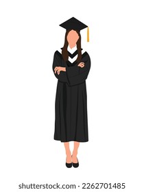 Graduate Student Illustration, Female High School Graduate In Mortarboard