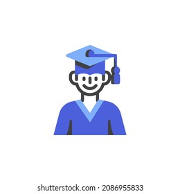 Graduate student line icon. linear style sign for mobile concept and web design. Student with graduation hat outline vector icon. Symbol, logo illustration. Vector graphics