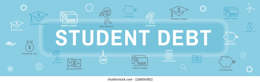 Graduate Student Loan Icon - Student Loan Graphics for Education Financial Aid / Assistance, Government Loans, and Debt