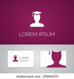 graduate student logo template icon design elements with business card