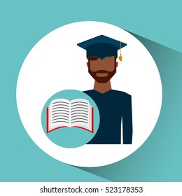 graduate student man open book vector illustration eps 10