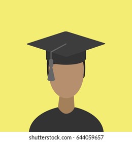 Graduate student. Man with square academic cap. Graduation concepts. Modern flat design vector illustration.