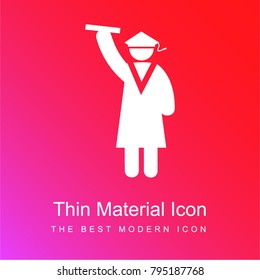 Graduate Student red and pink gradient material white icon minimal design