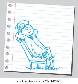 Graduate student rest in chair