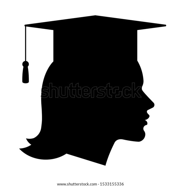 Graduate Student Silhouette Woman Graduation Cap Stock Vector (Royalty ...