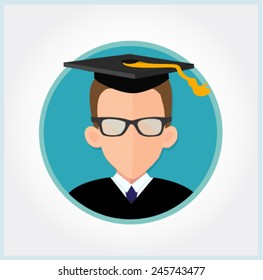 graduate student vector in flat design 