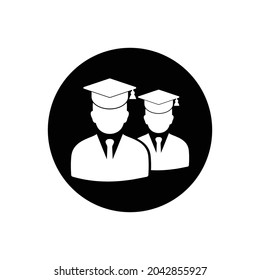 Graduate Students Icon. Rounded Button Style Editable Vector EPS Symbol Illustration. 