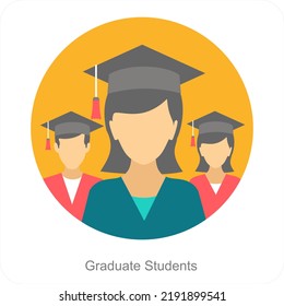 Graduate Students And Study Icon concept