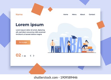 Graduate students studying business administration and management, getting master degree. Flat vector illustration for education, knowledge, MBA school concept
