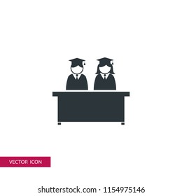 graduate students at the table icon illustration vector