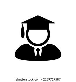 Graduate students vector icon. Graduation cap icon. School and academy, college, education symbol. Flat design.