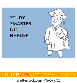 Graduate. Study smarter not harder. Editable vector graphic in linear style.