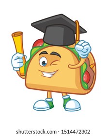 graduate Taco Mexican cartoon mascot character vector