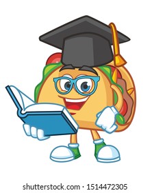 graduate Taco Mexican cartoon mascot character vector