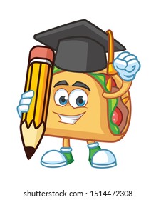 graduate Taco Mexican cartoon mascot character vector