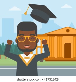 Graduado tirando su sombrero.