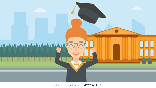Graduado tirando su sombrero.