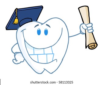 Graduate Tooth  Holding A Diploma