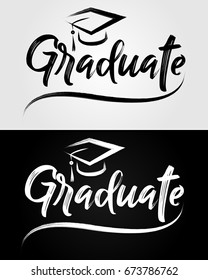 Graduate Typography - Lettering. Brush. Handwritten. Greeting