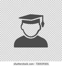 Graduate vector icon eps 10. Simple isolated pictogram. Academy student symbol.