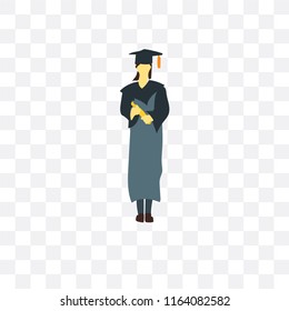 Graduate vector icon isolated on transparent background, Graduate logo concept
