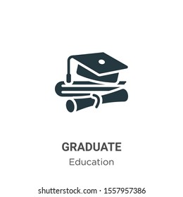 Graduate vector icon on white background. Flat vector graduate icon symbol sign from modern education collection for mobile concept and web apps design.